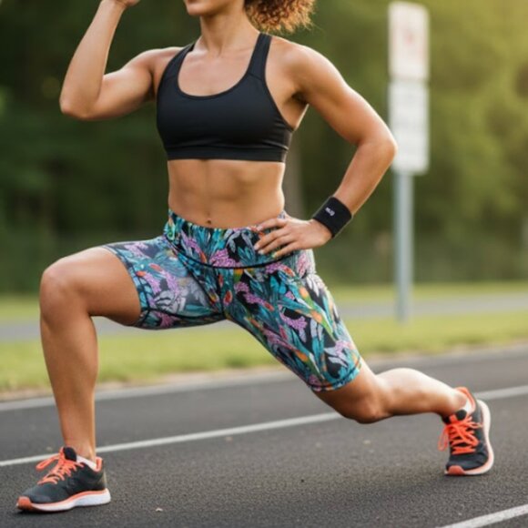 MINKPINK MOVE Tropical Leaf Print Bike Athleisure Gym Shorts Workout - Size M - Picture 1 of 13